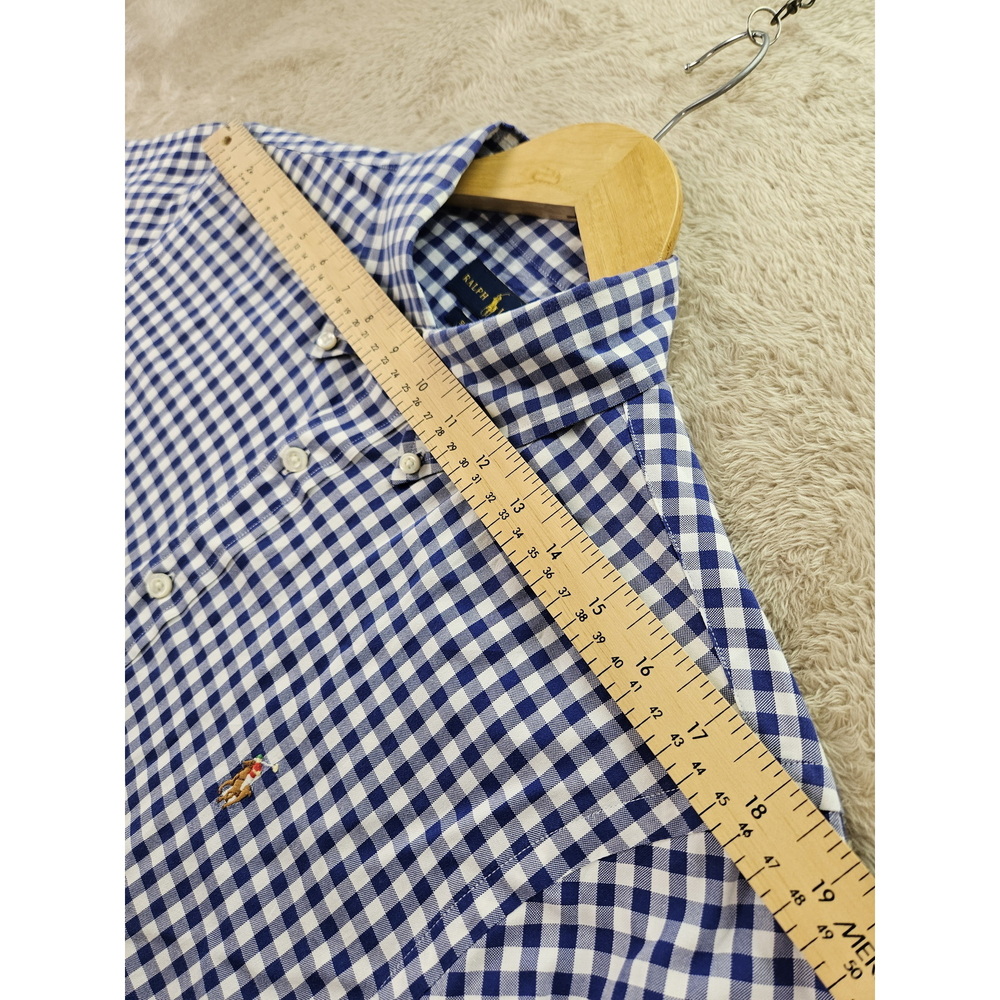 Ralph Lauren Slim Fit Gingham Oxford Shirt Plaid 100% Cotton Dress Shirt - Picture 7 of 10